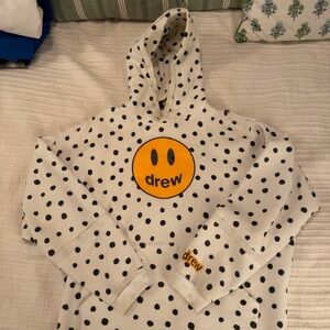 DREW Kids Hoodie with Smiley and Polka Dots - White and Black